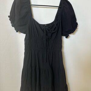 Elegant Black Puff Sleeve Dress
